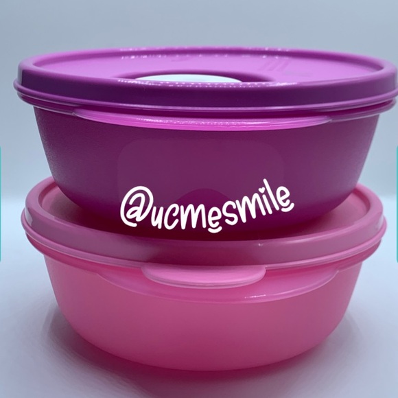 Tupperware Pink/Purple Crystal-wave Microwave-Safe Lunch Bowls - Picture 6 of 6